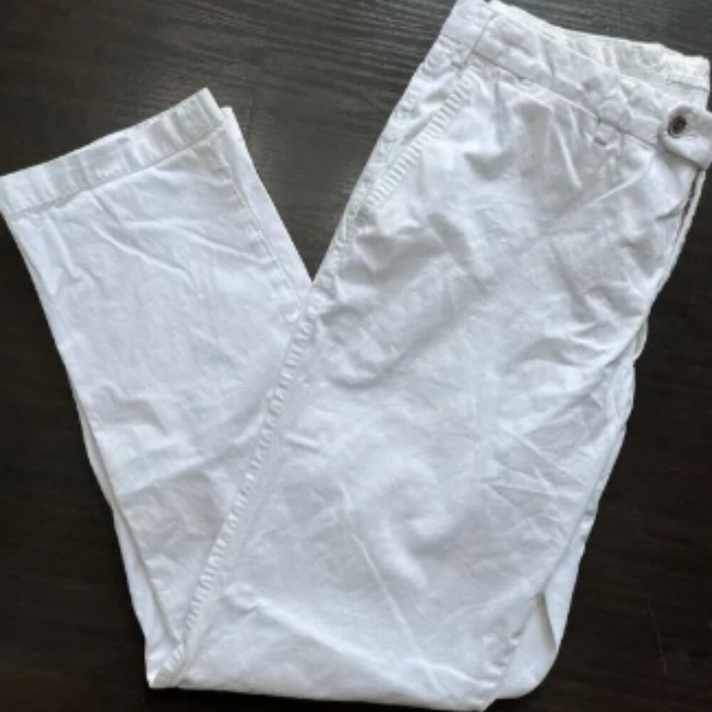 SUITSUPPLY Men's EU 52 Flat Front Trousers Pure Cotton Tapered Chino Pants White